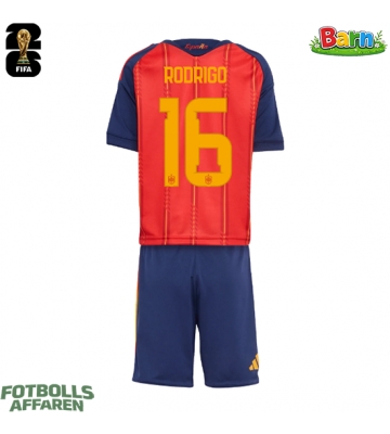 Spanien Rodri Hernandez #16 Hemmaställ Barn VM 2026 Kortärmad (+ Korta byxor)